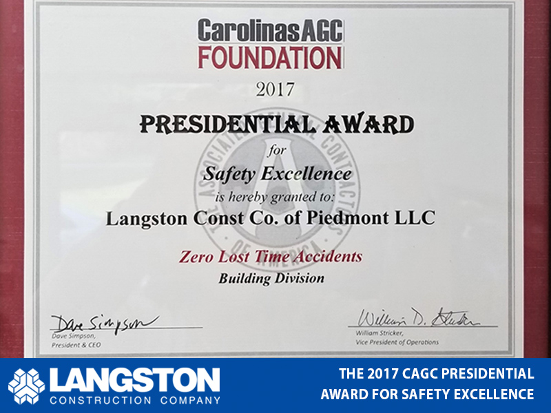 Langston Construction Safety Award