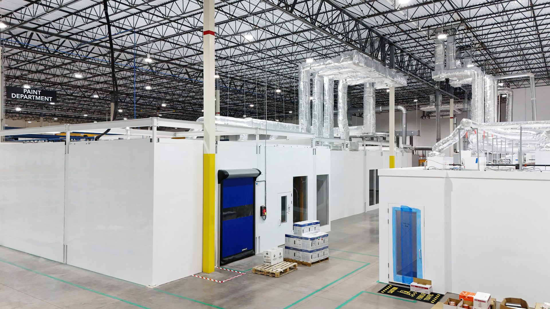Paint Department booths and ductwork inside the MECART manufacturing facility